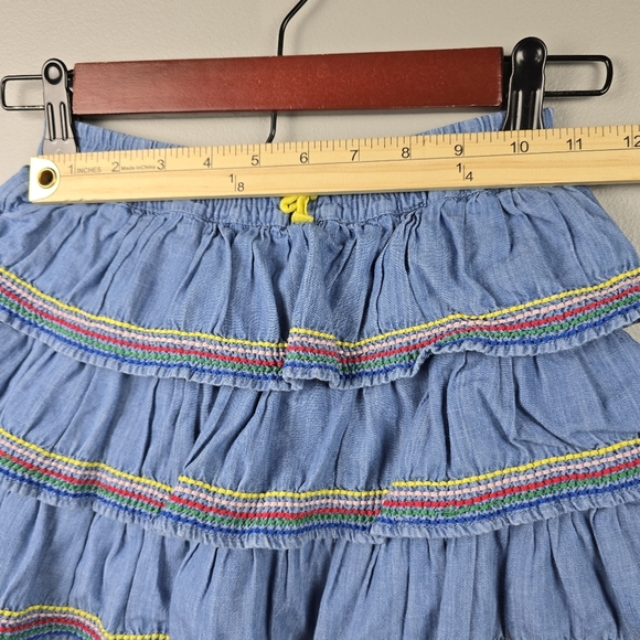 MINI BODEN Ruffle Tiered‎ Woven Skort Multi-color Rainbow Girls Size 6-7 Years - Picture 7 of 8